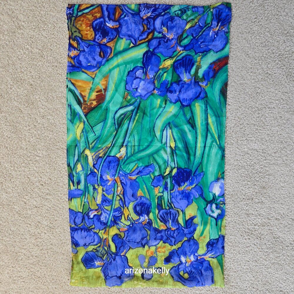 Van Gogh Silk Oblong Scarf Hand-Rolled Edges - Picture 9 of 10